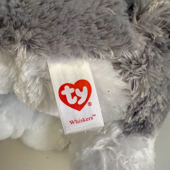 Ty Beanie Boo Whiskers Dog Plush 9” Gray White EUC Velvety - Picture 6 of 6